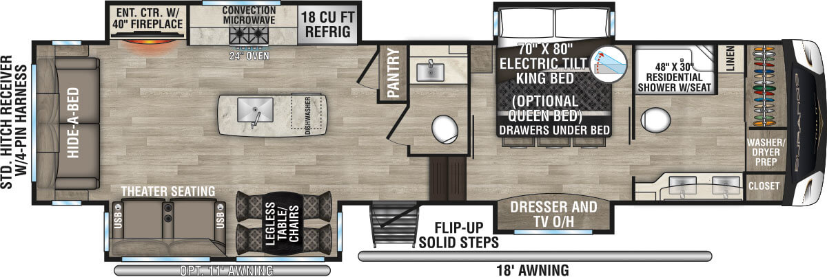 2023 KZ RV Durango Gold G366FBQ Fifth Wheel Floorplan