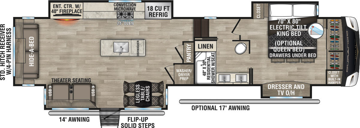 2023 KZ RV Durango Gold G383RLQ Fifth Wheel Floorplan