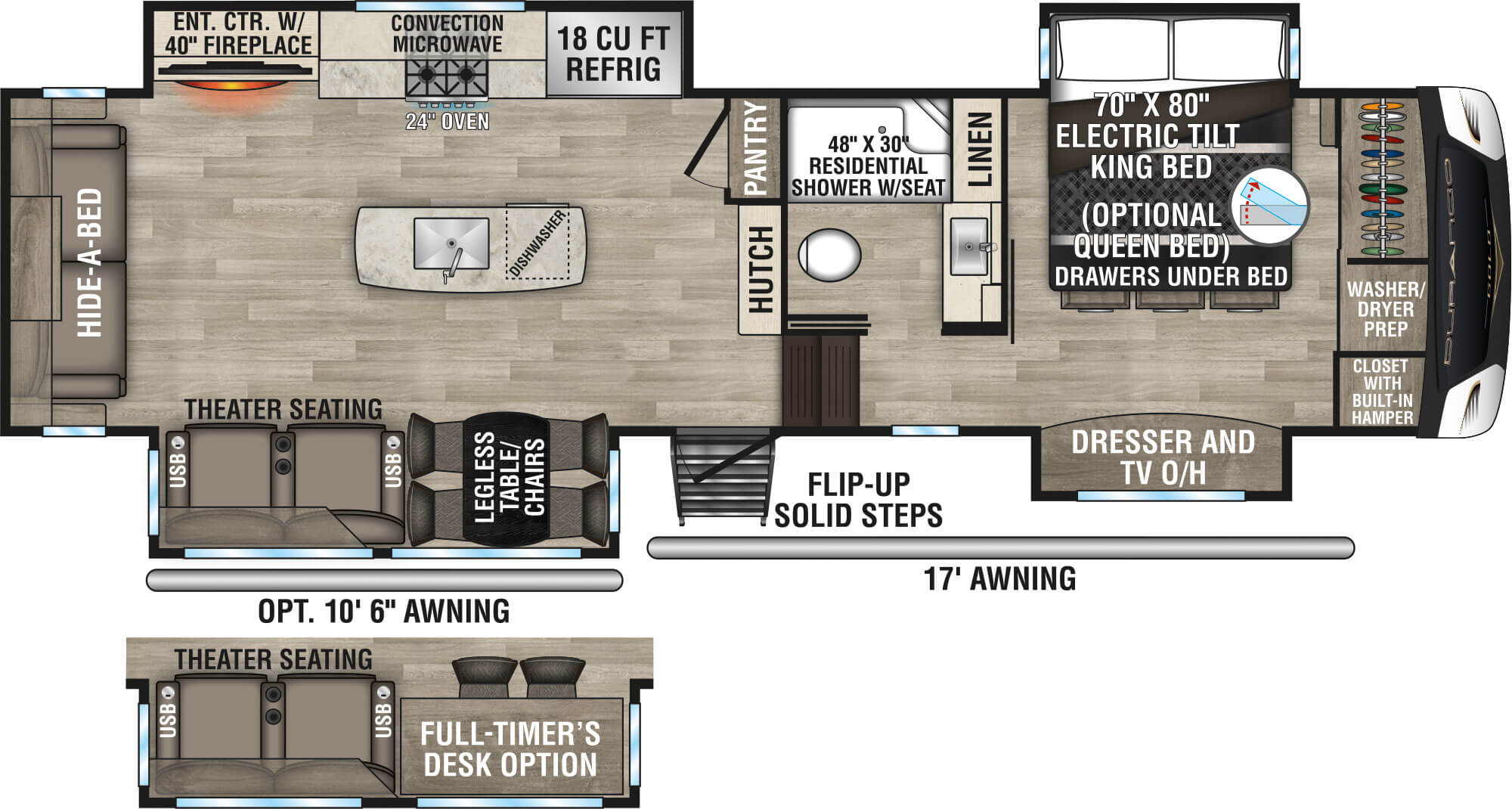 2023 KZ RV Durango Gold G356RLQ Fifth Wheel Floorplan