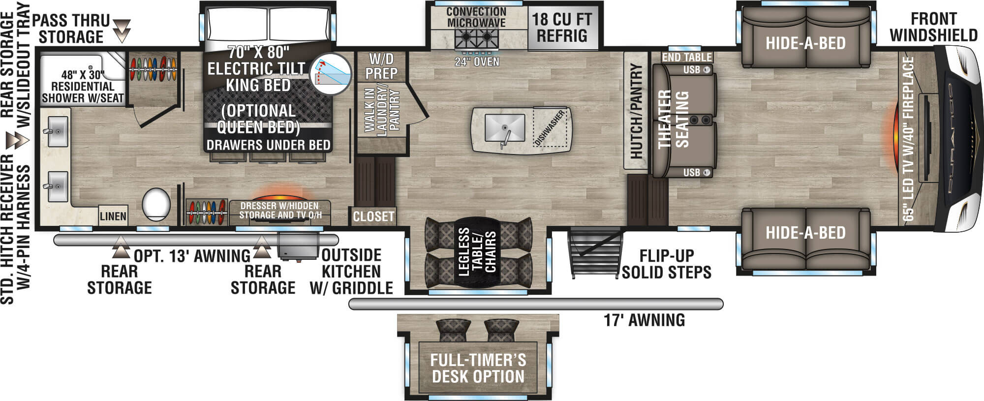 2023 KZ RV Durango Gold G387FLF Fifth Wheel Floorplan