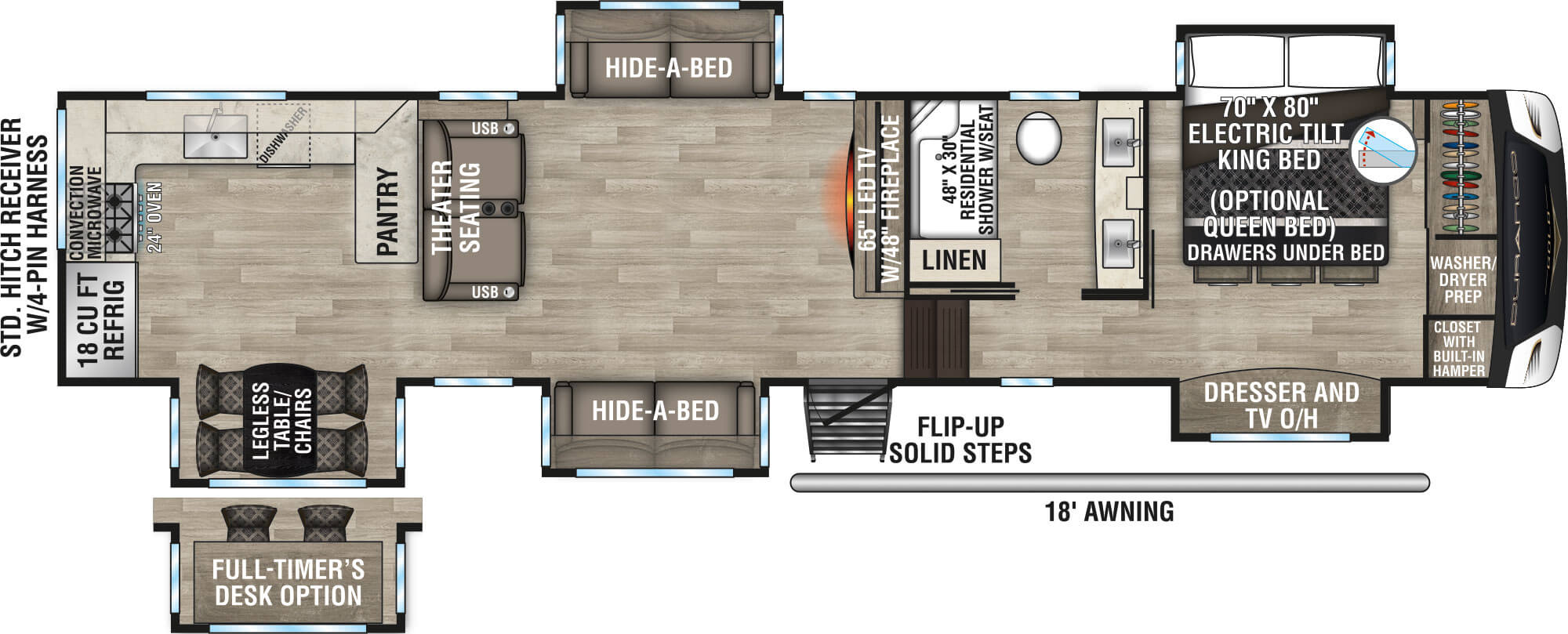 2023 KZ RV Durango Gold G391RKF Fifth Wheel Floorplan