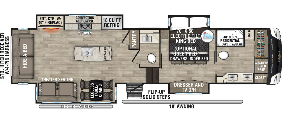 2023 KZ RV Durango Gold G366FBQ Fifth Wheel Floorplan