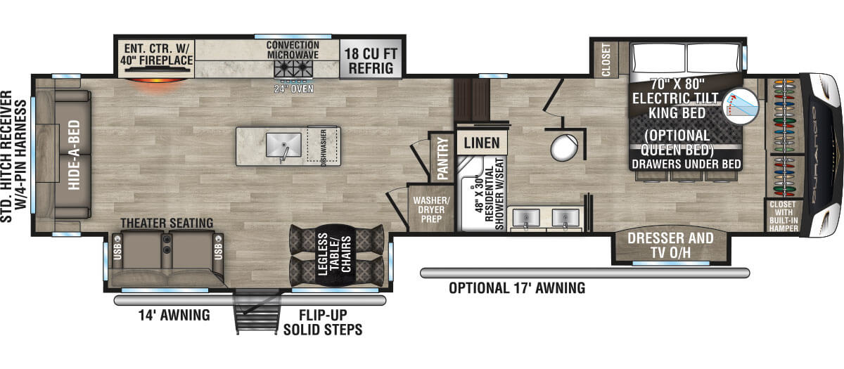 2023 KZ RV Durango Gold G383RLQ Fifth Wheel Floorplan