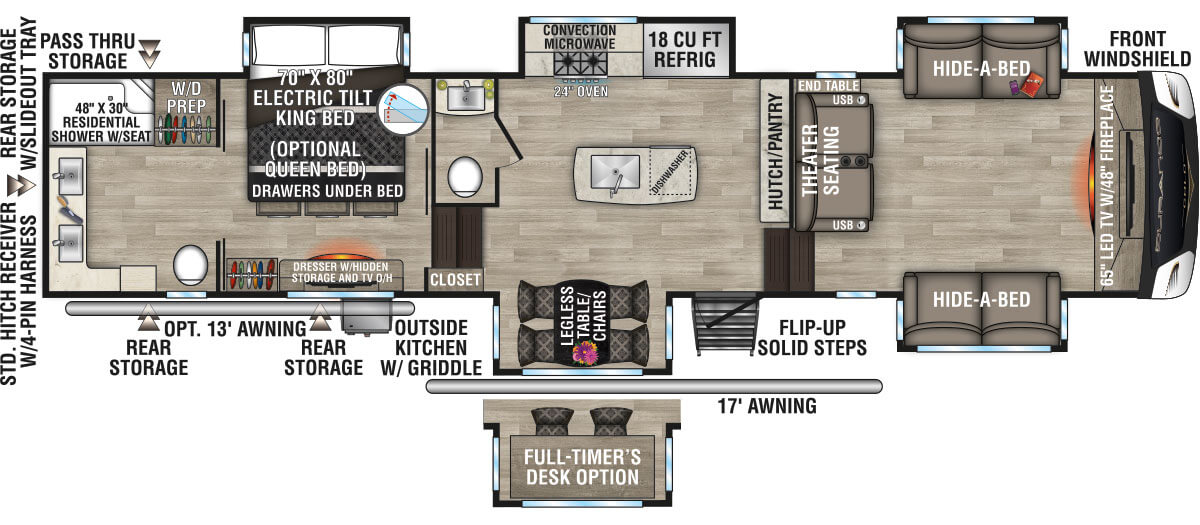 2023 KZ RV Durango Gold G386FLF Fifth Wheel Floorplan