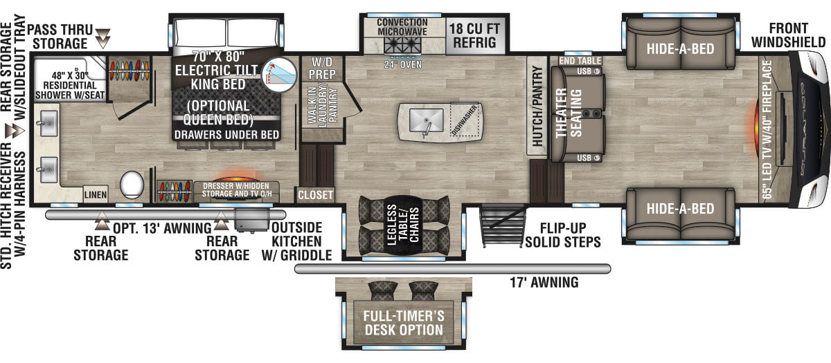 2023 KZ RV Durango Gold G387FLF Fifth Wheel Floorplan