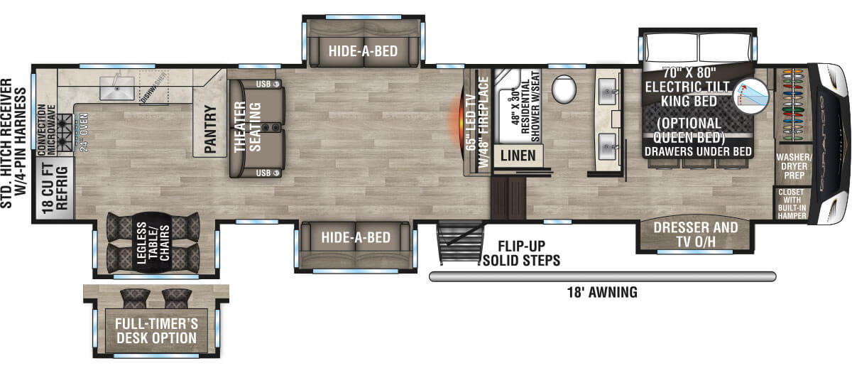 2023 KZ RV Durango Gold G391RKF Fifth Wheel Floorplan