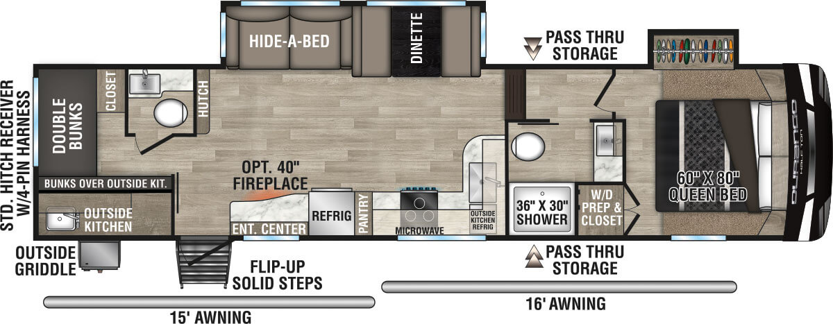 2023 KZ RV Durango Half-Ton D274BHD Fifth Wheel Floorplan