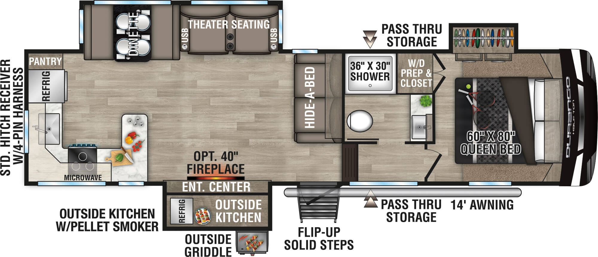 2023 KZ RV Durango D256RKT Fifth Wheel Floorplan