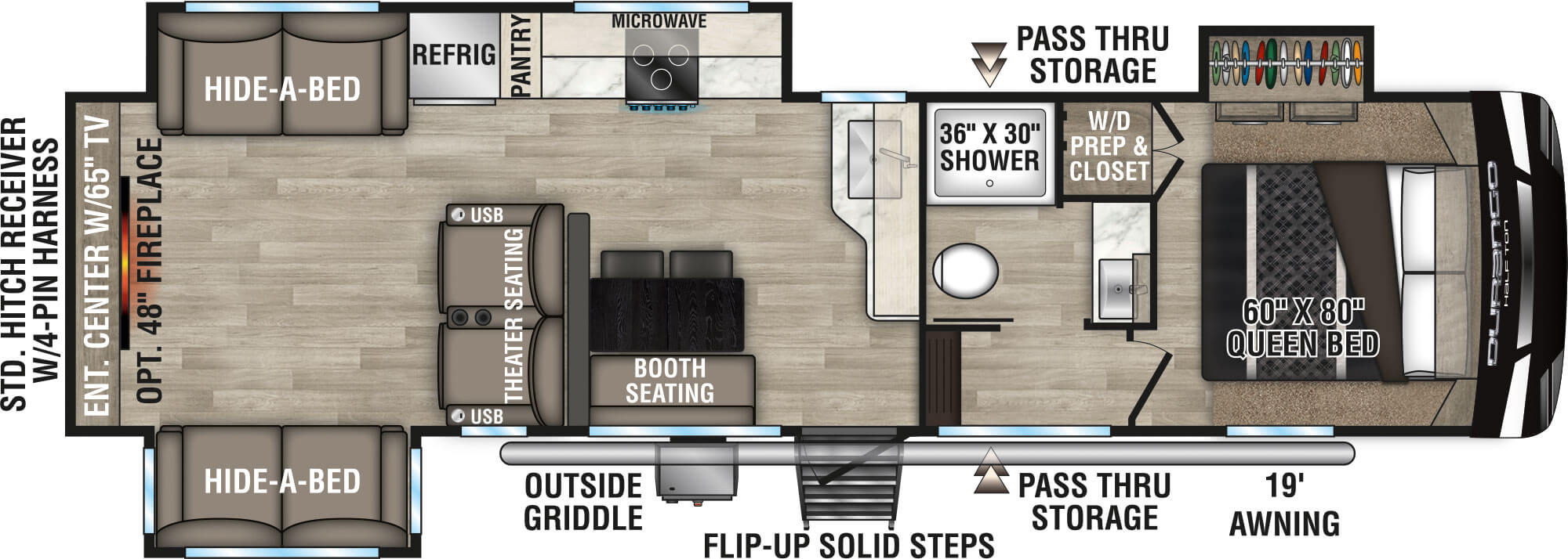 2023 KZ RV Durango D290RLT Fifth Wheel Floorplan