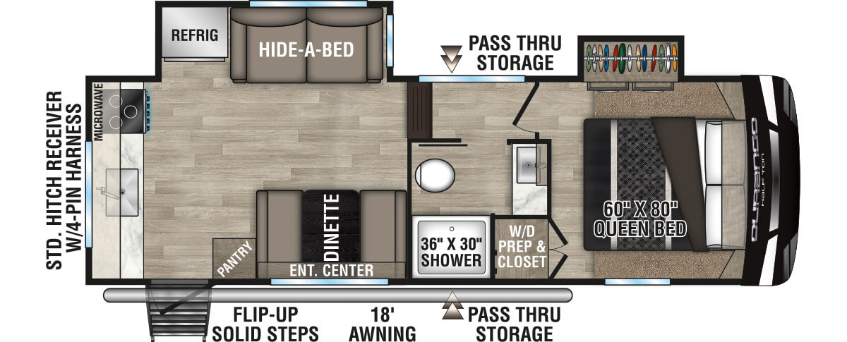 2023 KZ RV Durango Half-Ton D230RKD Fifth Wheel Floorplan