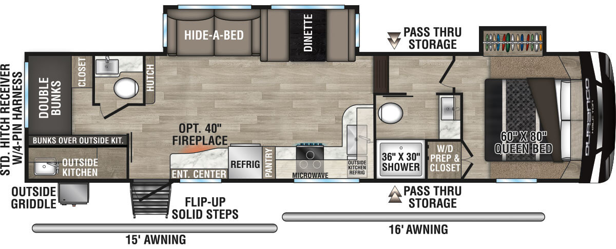 2023 KZ RV Durango Half-Ton D274BHD Fifth Wheel Floorplan