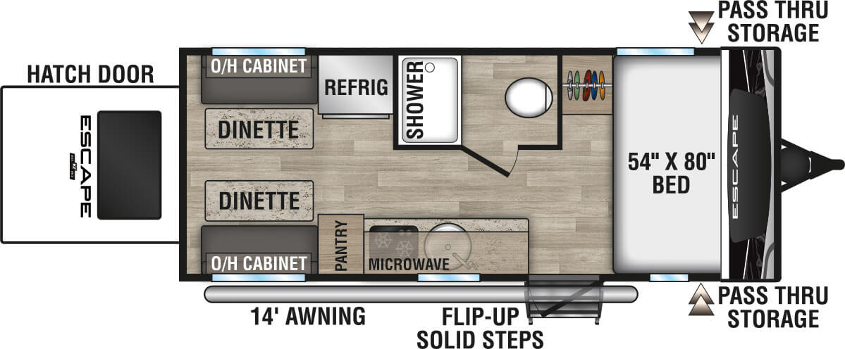 2023 KZ RV Escape E17 HATCH Travel Trailer Floorplan