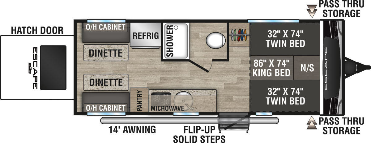 2023 KZ RV Escape E20 HATCH Travel Trailer Floorplan