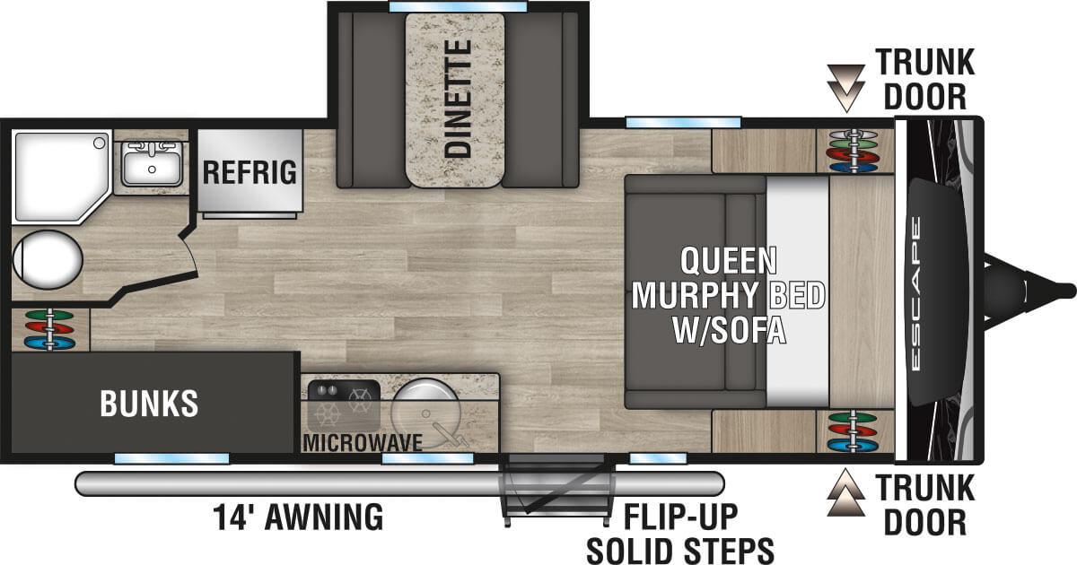 2023 KZ RV Escape E201BH Travel Trailer Floorplan