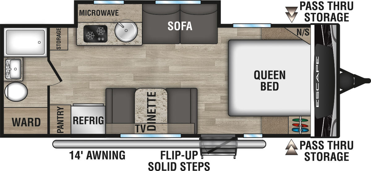 2023 KZ RV Escape E211RB Travel Trailer Floorplan