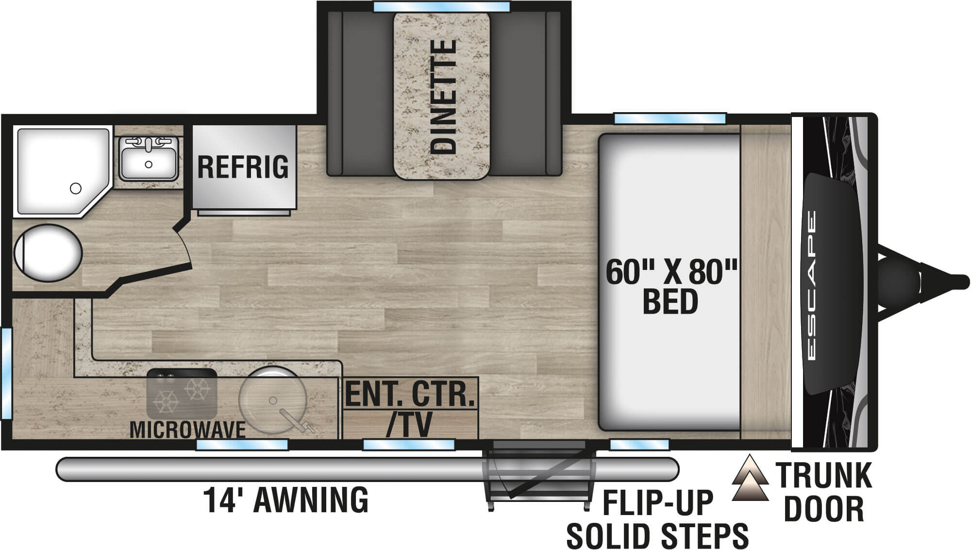 2023 KZ RV Escape E181MK Travel Trailer Floorplan