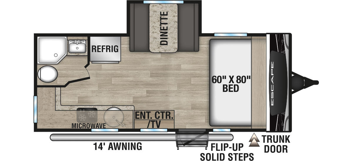 2023 KZ RV Escape E181MK Travel Trailer Floorplan