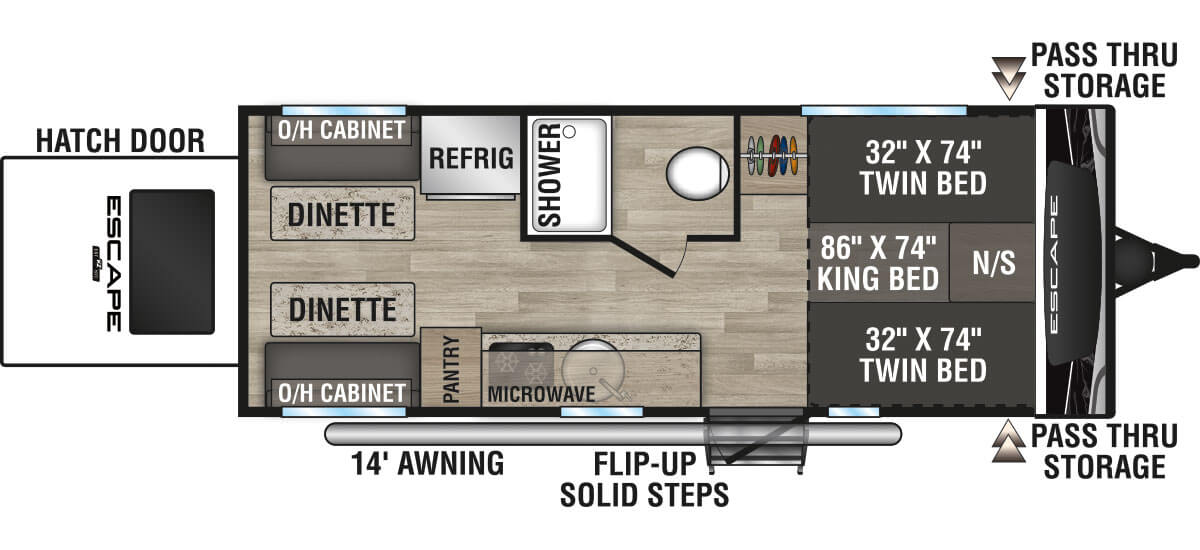 2023 KZ RV Escape E20 HATCH Travel Trailer Floorplan