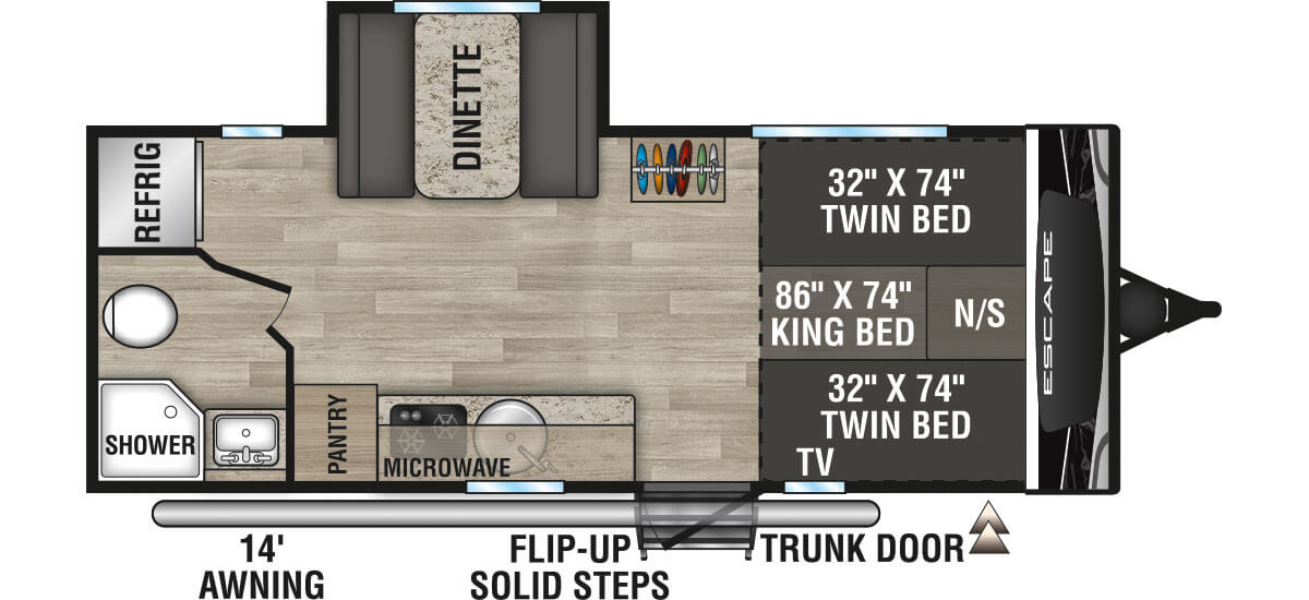 2023 KZ RV Escape E201TB Travel Trailer Floorplan