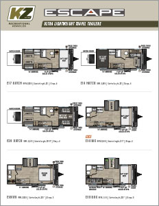 2023 KZ RV Escape Ultra Lightweight Travel Trailers Flyer