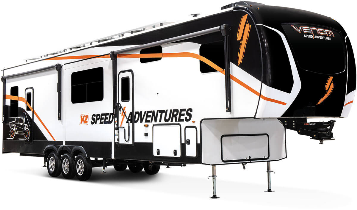 2023 KZ RV Robby Gordon Speed UTV Venom V-Series 3916RG Fifth Wheel Toy Hauler