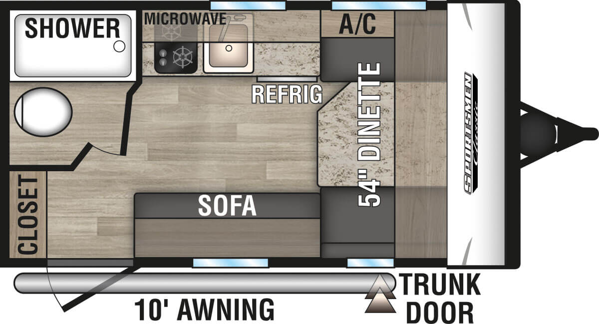 2023 KZ RV Sportsmen Classic 130RB Travel Trailer Floorplan