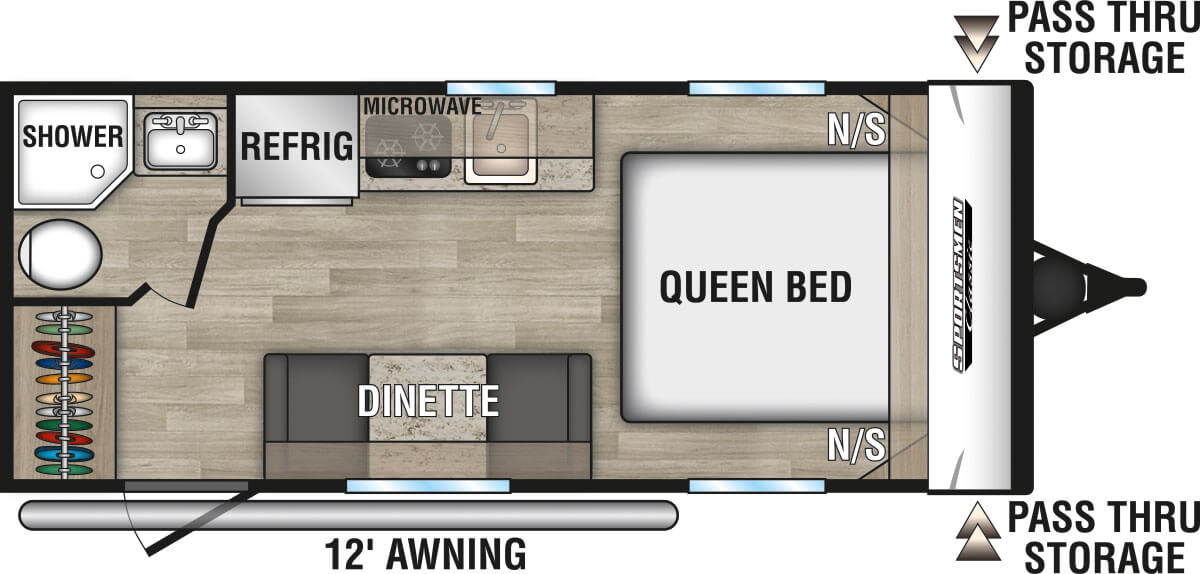 2023 KZ RV Sportsmen Classic 160QB Travel Trailer Floorplan