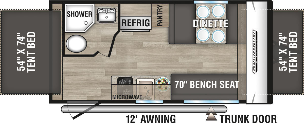 2023 KZ RV Sportsmen Classic 160RBT Travel Trailer Floorplan