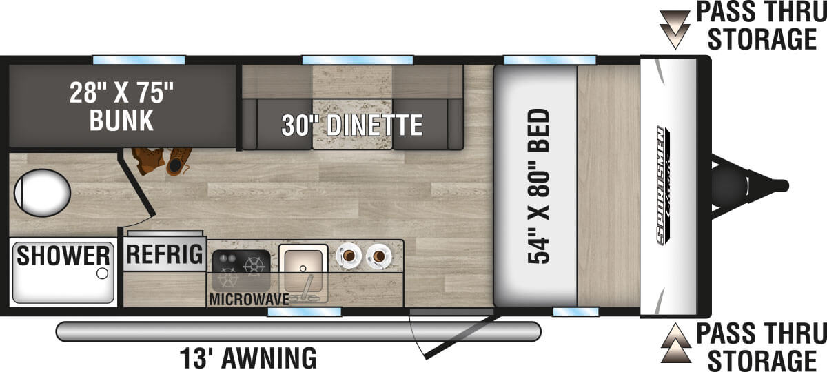 2023 KZ RV Sportsmen Classic 180BH Travel Trailer Floorplan