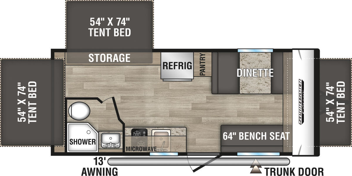 2023 KZ RV Sportsmen Classic 180RBT Travel Trailer Floorplan