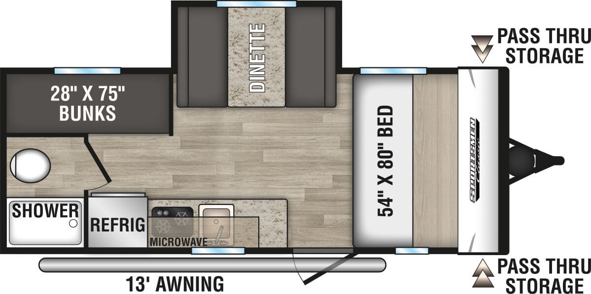 2023 KZ RV Sportsmen Classic 181BH Travel Trailer Floorplan