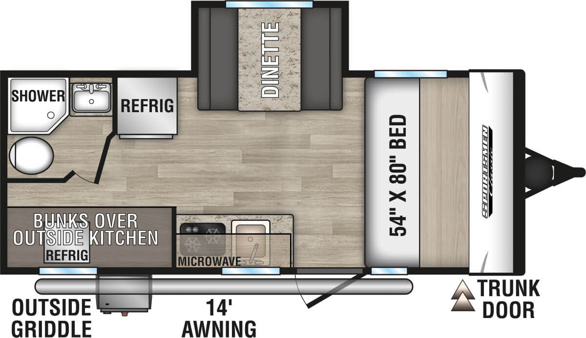 2023 KZ RV Sportsmen Classic 191BHK Travel Trailer Floorplan