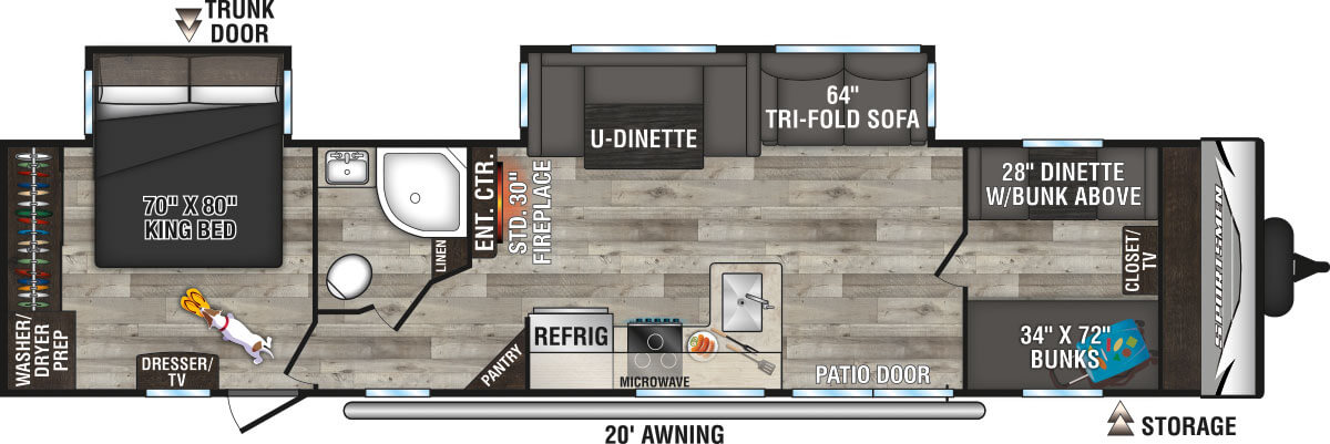 2023 KZ RV Sportsmen 362BH Travel Trailer Floorplan