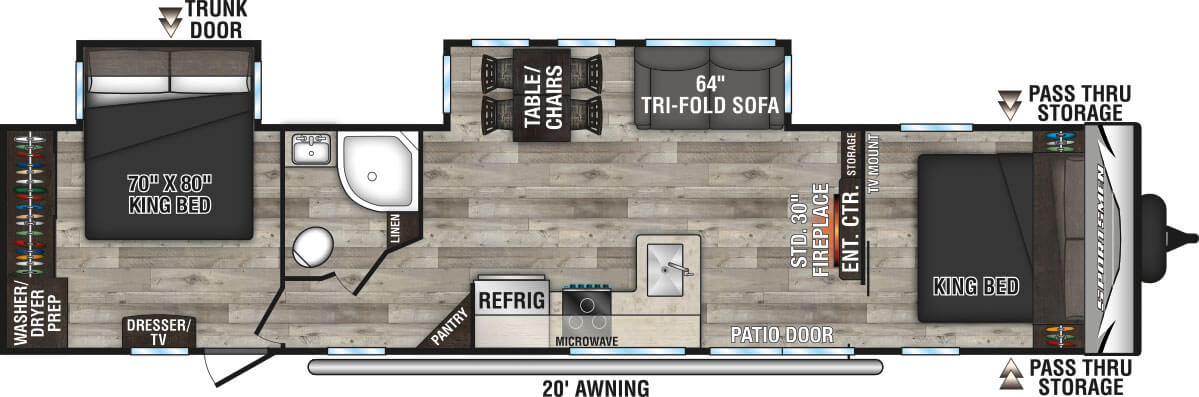 2023 KZ RV Sportsmen 362DB Travel Trailer Floorplan