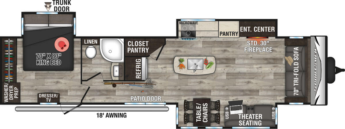 2023 KZ RV Sportsmen 363FL Travel Trailer Floorplan