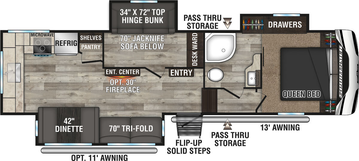 2023 KZ RV Sportsmen 303MB Fifth Wheel Floorplan