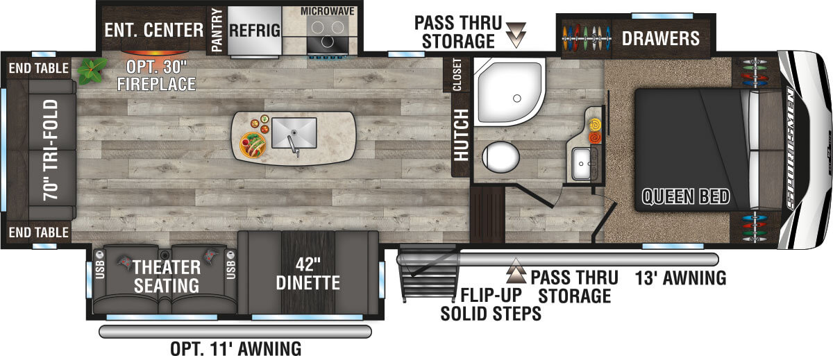 2023 KZ RV Sportsmen 303RL Fifth Wheel Floorplan