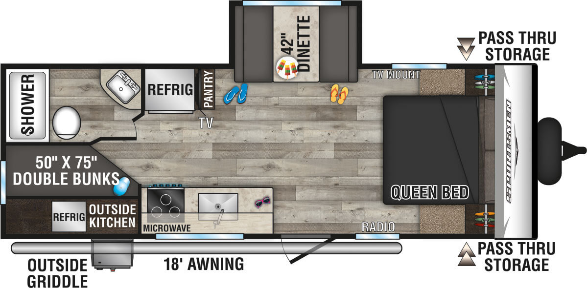 2023 KZ RV Sportsmen SE 231BHKSE Travel Trailer Floorplan