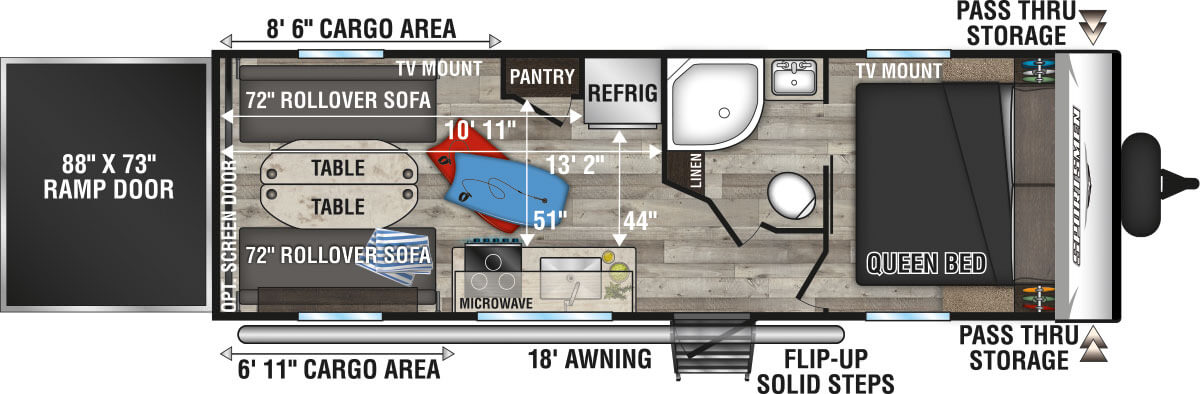 2023 KZ RV Sportsmen SE 250THSE Travel Trailer Toy Hauler Floorplan