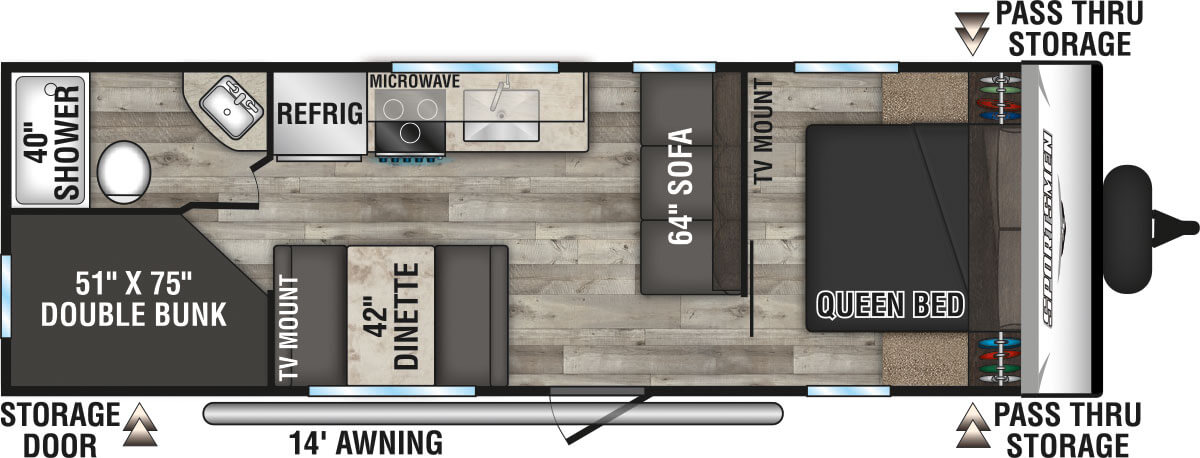 2023 KZ RV Sportsmen SE 260BHSE Travel Trailer Floorplan