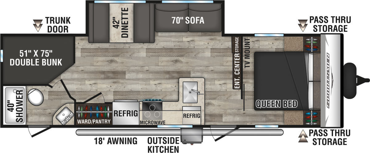 2023 KZ RV Sportsmen SE 261BHKSE Travel Trailer Floorplan