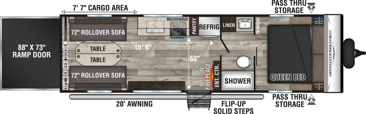 2023 KZ RV Sportsmen SE 270THSE Travel Trailer Toy Hauler Floorplan