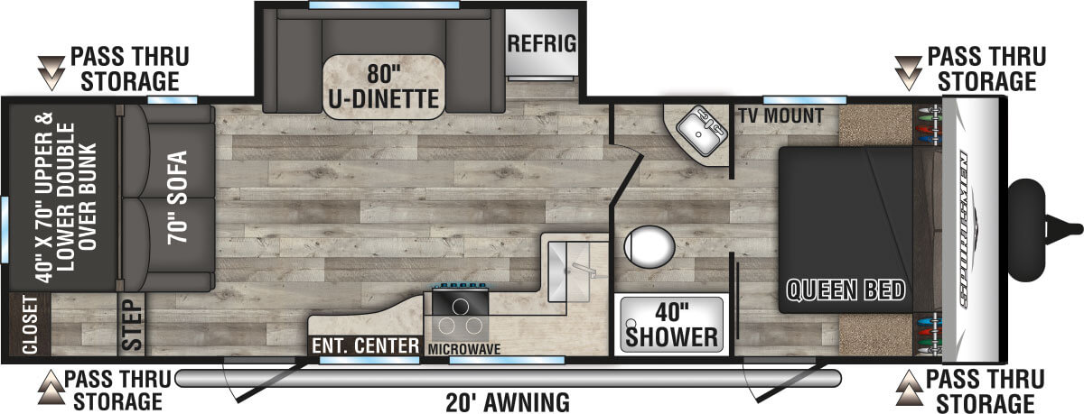 2023 KZ RV Sportsmen SE 281BHSE Travel Trailer Floorplan