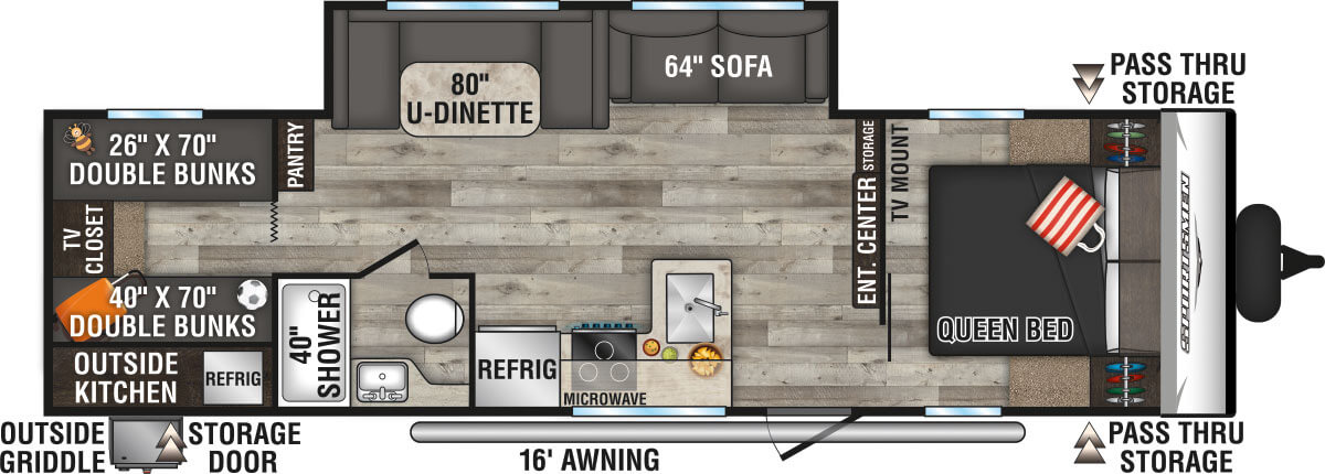 2023 KZ RV Sportsmen SE 301BHKSE Travel Trailer Floorplan