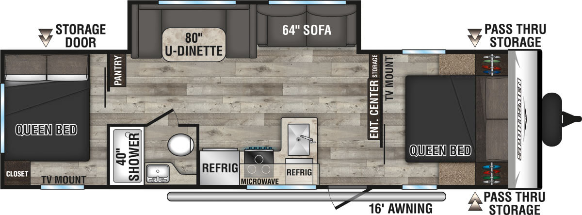 2023 KZ RV Sportsmen SE 301DBSE Travel Trailer Floorplan