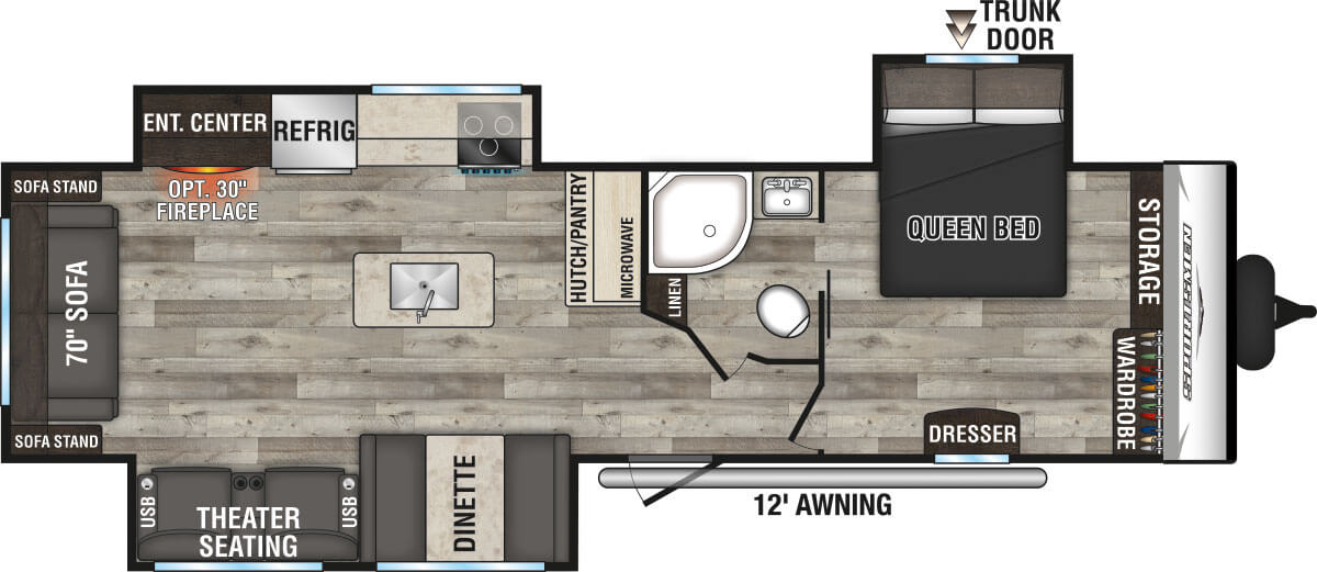 2023 KZ RV Sportsmen SE 303QBSE Travel Trailer Floorplan