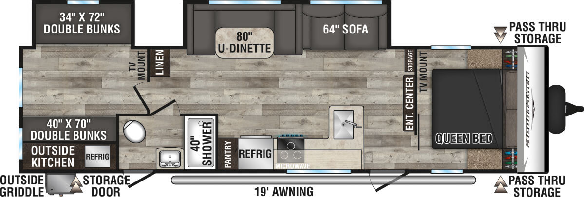 2023 KZ RV Sportsmen SE 312BHKSE Travel Trailer Floorplan