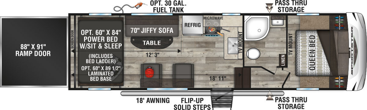 2023 KZ RV Sportster 280TH Fifth Wheel Toy Hauler Floorplan