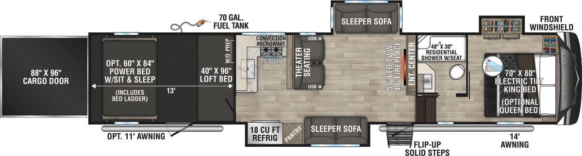 2023 KZ RV Venom 4113TK Fifth Wheel Toy Hauler Floorplan