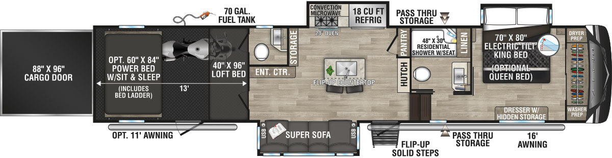 2023 KZ RV Venom 4013TK Fifth Wheel Floorplan